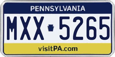 PA license plate MXX5265