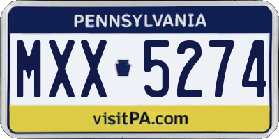 PA license plate MXX5274