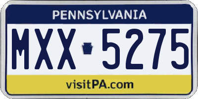 PA license plate MXX5275