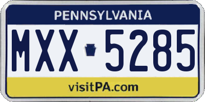 PA license plate MXX5285
