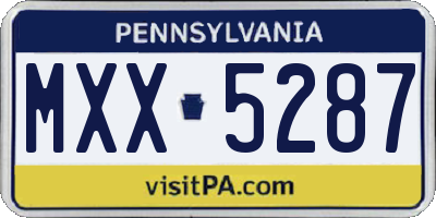 PA license plate MXX5287