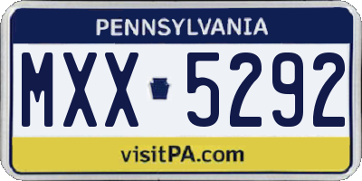 PA license plate MXX5292