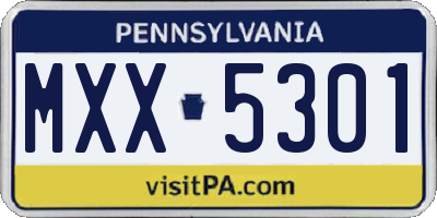 PA license plate MXX5301