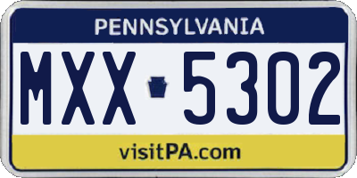 PA license plate MXX5302