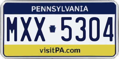 PA license plate MXX5304