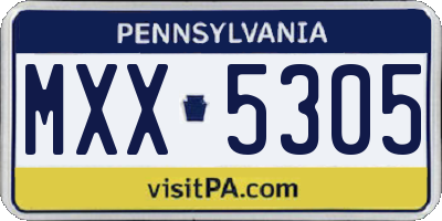PA license plate MXX5305