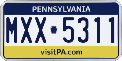 PA license plate MXX5311