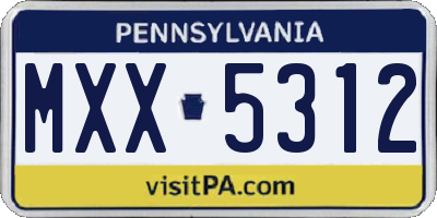 PA license plate MXX5312