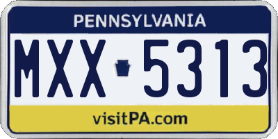 PA license plate MXX5313