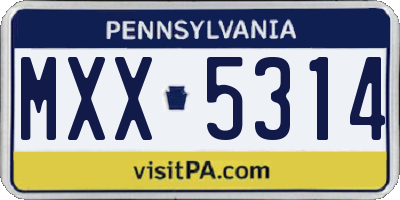 PA license plate MXX5314