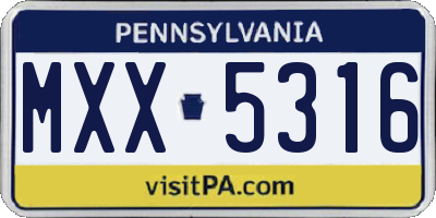 PA license plate MXX5316
