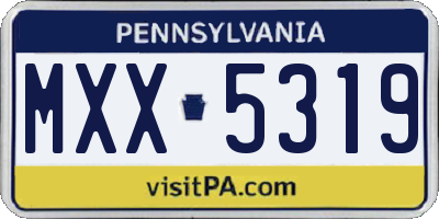 PA license plate MXX5319