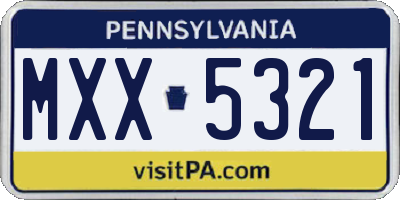 PA license plate MXX5321