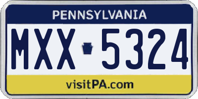 PA license plate MXX5324