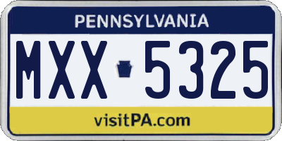 PA license plate MXX5325