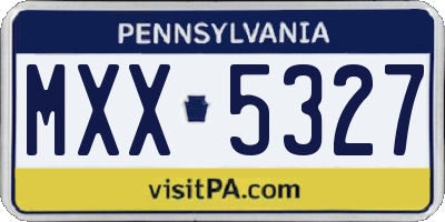 PA license plate MXX5327