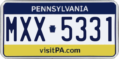 PA license plate MXX5331