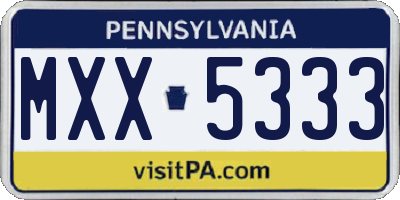 PA license plate MXX5333