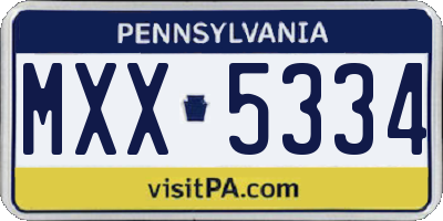 PA license plate MXX5334