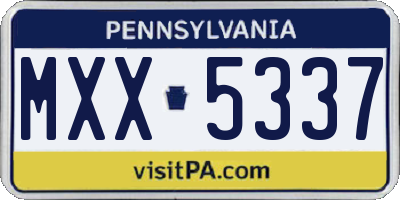 PA license plate MXX5337