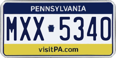 PA license plate MXX5340