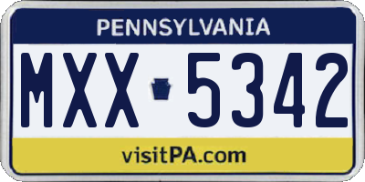PA license plate MXX5342