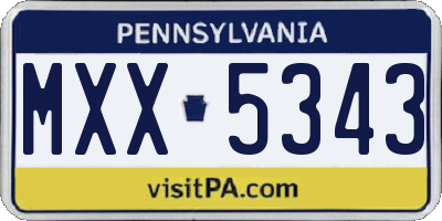 PA license plate MXX5343