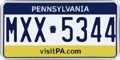PA license plate MXX5344