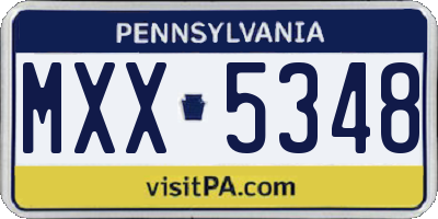 PA license plate MXX5348