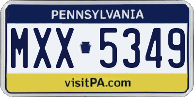 PA license plate MXX5349