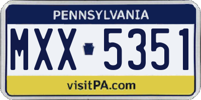 PA license plate MXX5351