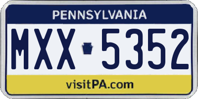 PA license plate MXX5352