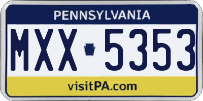 PA license plate MXX5353