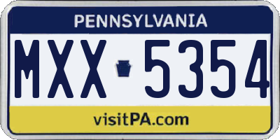 PA license plate MXX5354