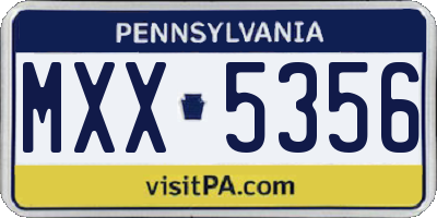 PA license plate MXX5356