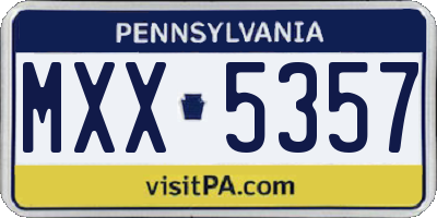 PA license plate MXX5357