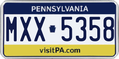 PA license plate MXX5358