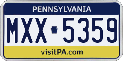 PA license plate MXX5359