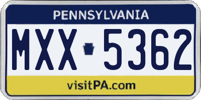 PA license plate MXX5362