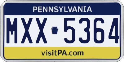 PA license plate MXX5364