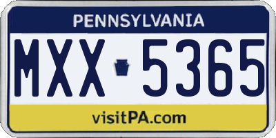 PA license plate MXX5365