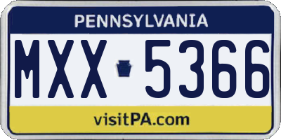 PA license plate MXX5366
