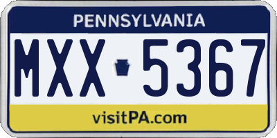 PA license plate MXX5367