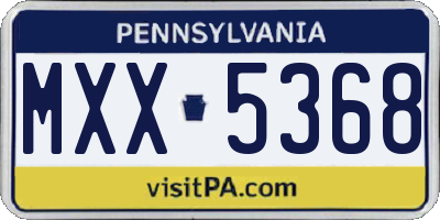 PA license plate MXX5368