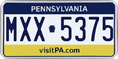 PA license plate MXX5375
