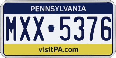 PA license plate MXX5376
