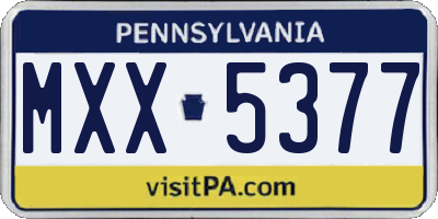 PA license plate MXX5377