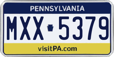 PA license plate MXX5379