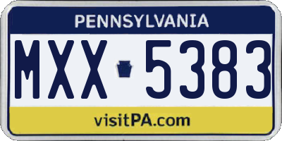 PA license plate MXX5383