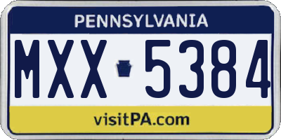 PA license plate MXX5384